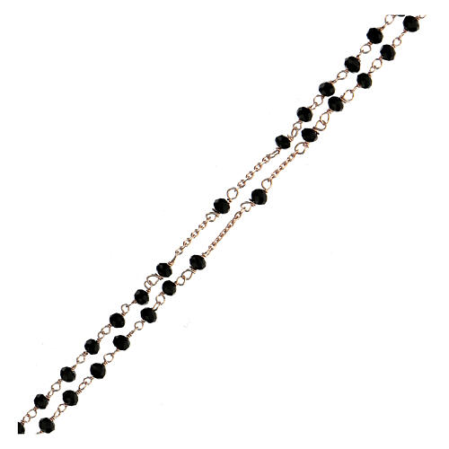 Rosenkranz Kette AMEN schwarzen Perlen rosa Silber 925 3