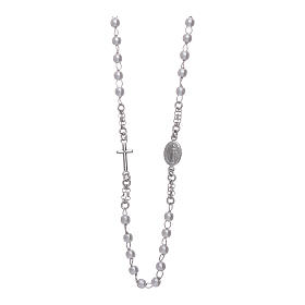 Rosary AMEN Necklace pearls silver 925, Rhodium finish