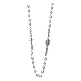 Rosary AMEN Necklace pearls silver 925, Rhodium finish