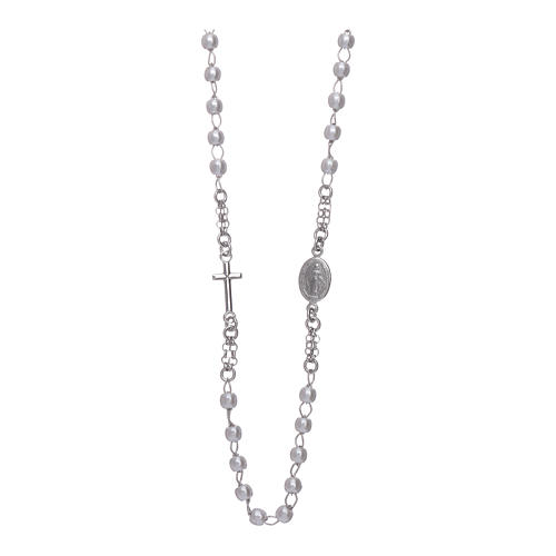 Rosary AMEN Necklace pearls silver 925, Rhodium finish 2