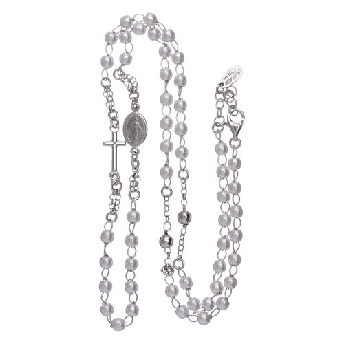 Rosary AMEN Necklace pearls silver 925, Rhodium finish 3