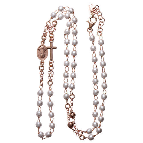 Rosary AMEN Necklace pearls silver 925, Rosè finish 3