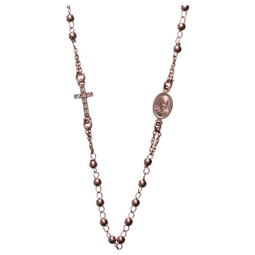 Collar rosario AMEN plata 925 rosado 2