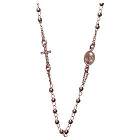 Collana rosario girocollo AMEN pavè argento 925 fin. Rosè