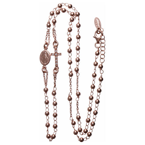 Collana rosario girocollo AMEN pavè argento 925 fin. Rosè 3