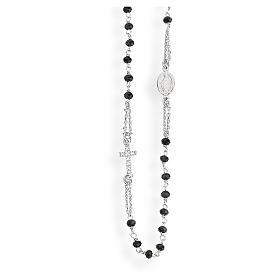 Collana rosario girocollo AMEN pavè cristalli neri arg 925 Rodio