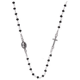 Collana rosario girocollo AMEN pavè cristalli neri arg 925 Rodio