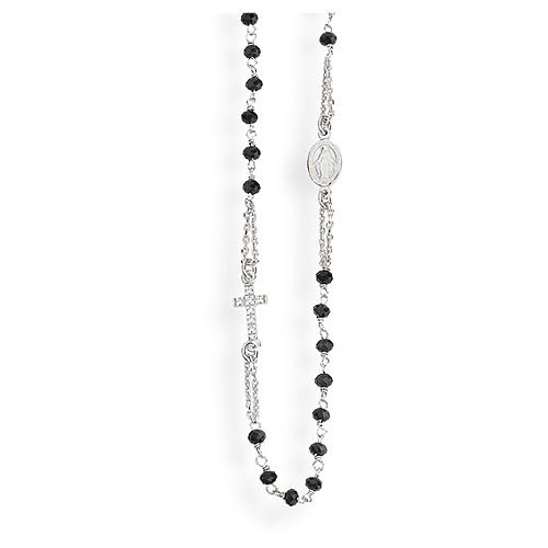 Collana rosario girocollo AMEN pavè cristalli neri arg 925 Rodio 1