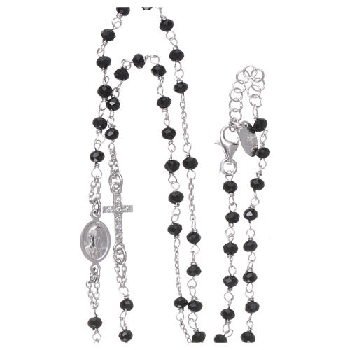 Collana rosario girocollo AMEN pavè cristalli neri arg 925 Rodio 4