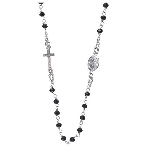 Rosary AMEN Necklace Pavè black crystals silver 925, Rhodium finish 3