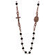 Collana rosario girocollo AMEN pavè cristalli neri arg 925 Rosè s1