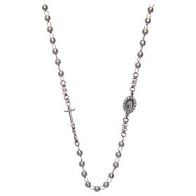 Naszyjnik różaniec na szyję AMEN pave perły srebro 925 wykończenie Rodio