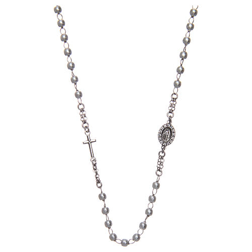 Naszyjnik różaniec na szyję AMEN pave perły srebro 925 wykończenie Rodio 1