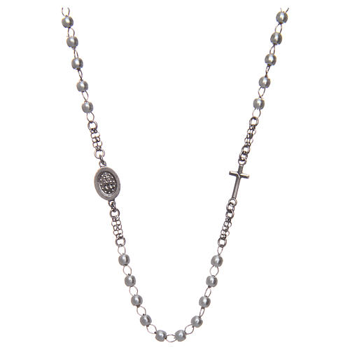 Naszyjnik różaniec na szyję AMEN pave perły srebro 925 wykończenie Rodio 2