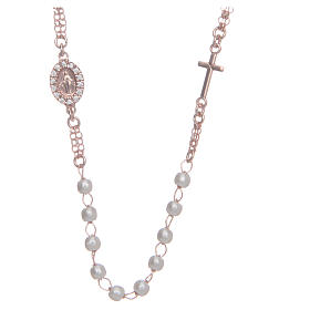 Collar rosario AMEN perlas plata 925 rosado