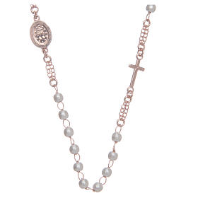 Collar rosario AMEN perlas plata 925 rosado