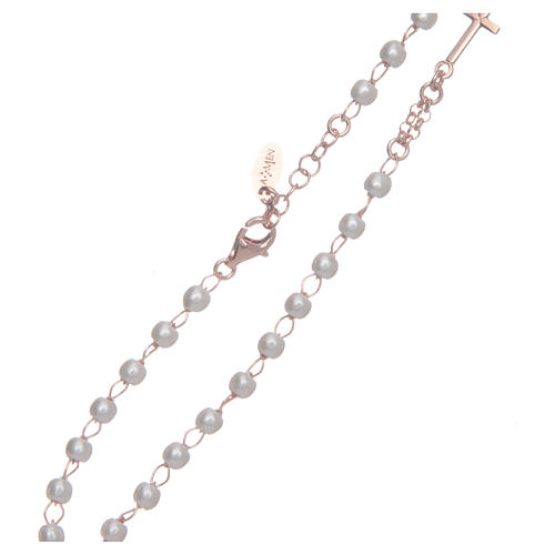 Collar rosario AMEN perlas plata 925 rosado 4
