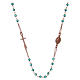 Collana rosario girocollo AMEN pavè cristalli verdi arg 925 Rosè s1