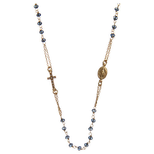 Collar Necklace AMEN Pavè blue crystals silver 925, Rosè 1