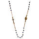 Collana rosario girocollo AMEN pavè cristalli blu arg 925 Rosè s1