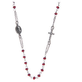 Collana rosario girocollo AMEN pavè cristalli corallo arg 925 Rosè