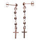 Earrings Rosary cross AMEN silver 925, Rosè s2