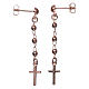 Earrings Rosary cross AMEN silver 925, Rosè s1