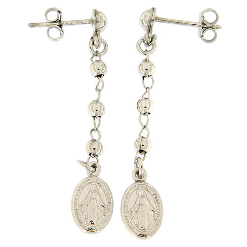 Earrings Rosary AMEN Miraculous silver 925, Rhodium 1