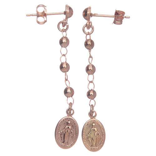 Earrings Rosary AMEN Miraculous silver 925, Rosè 1