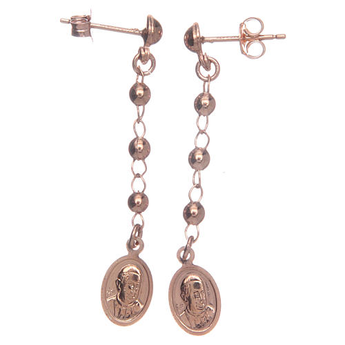 Earrings Rosary AMEN Miraculous silver 925, Rosè 2