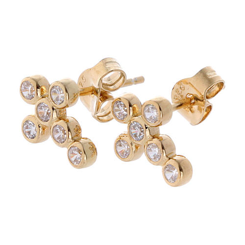 Earrings AMEN Boules zircons, Gold 3