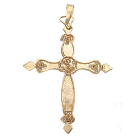 Croix argent 800 dorée et inserts blancs 4x3 cm