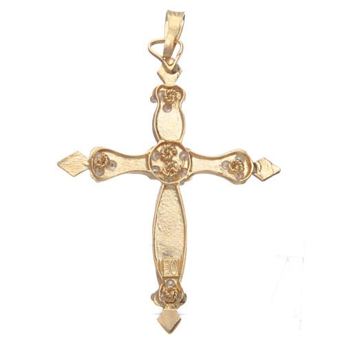 Golden cross in 800 silver with white inserts 4x3cm 2