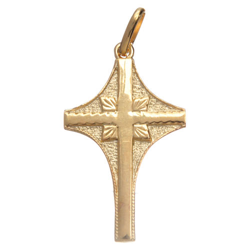 Cross charm in golden silver with double finish 3x2cm 1