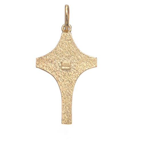 Cross charm in golden silver with double finish 3x2cm 2
