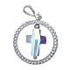 Charm with sett ring and strass cross in sterling silver s2