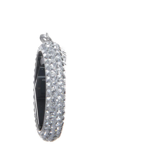 Charm with sett ring and black strass cross in sterling silver 3