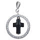 Charm with sett ring and black strass cross in sterling silver s2