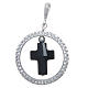 Charm with sett ring and black strass cross in sterling silver s1