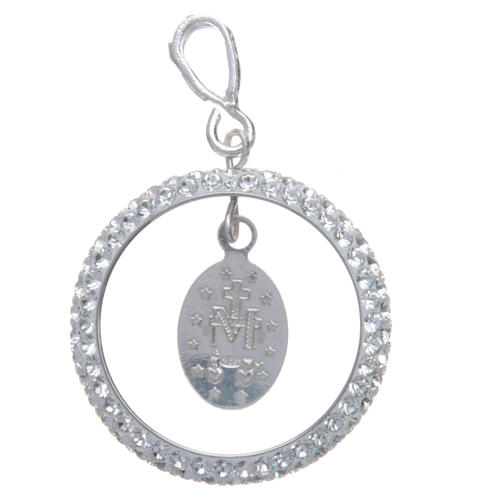 Charm with sett ring and Miraculous Medal in sterling silver 2
