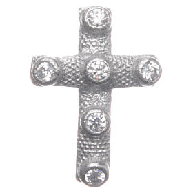 Pendant cross in sterling silver and white zircon 2x1.5cm