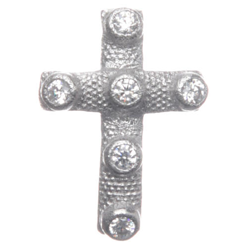 Pendant cross in sterling silver and white zircon 2x1.5cm 1