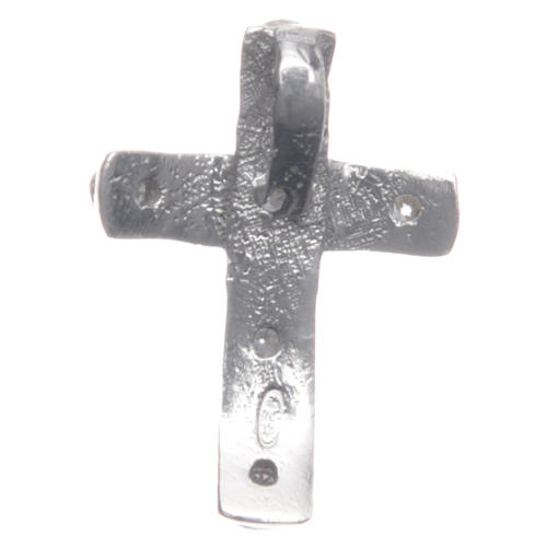 Pendant cross in sterling silver and white zircon 2x1.5cm 2