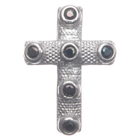 Pendant cross in sterling silver and black zircon 2x1.5cm