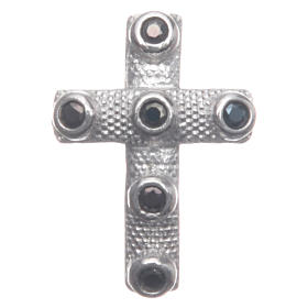 Croix argent 925 et cristaux noirs 2x1,5 cm
