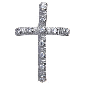Kreuz Anhänger Silber 925 weisse Zirkonen 4x2.5cm