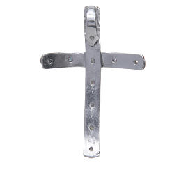 Pendentif croix en argent avec cristaux blancs 4x2,5 cm