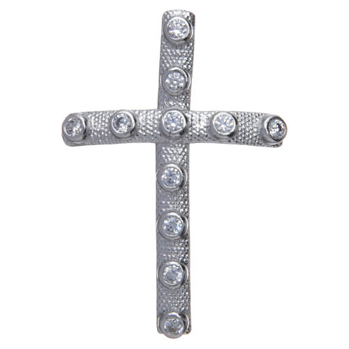 Pendentif croix en argent avec cristaux blancs 4x2,5 cm 1