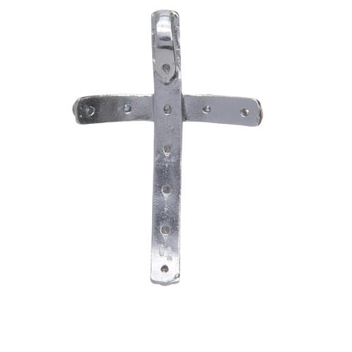 Pendentif croix en argent avec cristaux blancs 4x2,5 cm 2