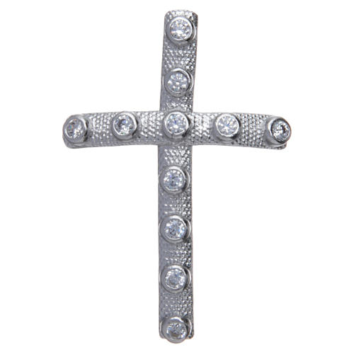 Pendente croce in Argento con zirconi bianchi 4x2,5 cm 1